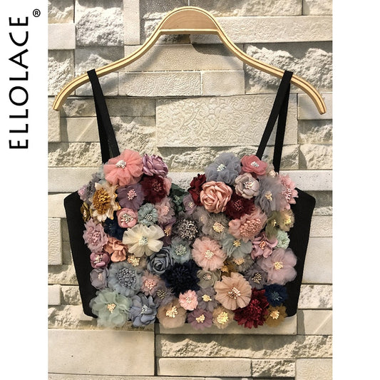 Floral Appliqued Cropped Corsette